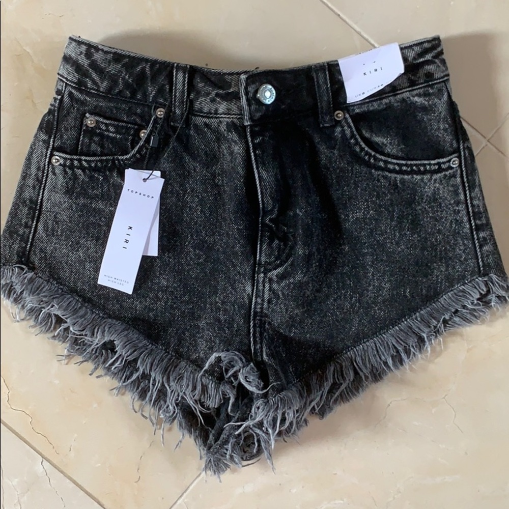 Black denim shorts